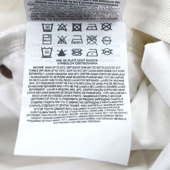 MNG Jeans Nordstrom Mid Rise Button Fly Straight Leg White Denim Jeans Size 2 - Picture 9 of 10